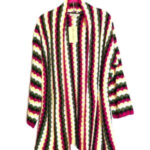 Cardigan Sweater NWT M/L open front knit jacket psychedelic hippie boho funky